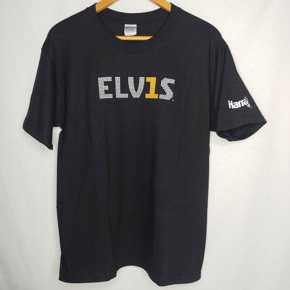 Harrahs Casino ELVIS Presley ELV1S Mens L Gildan T Shirt Black The King Music - Picture 2 of 8